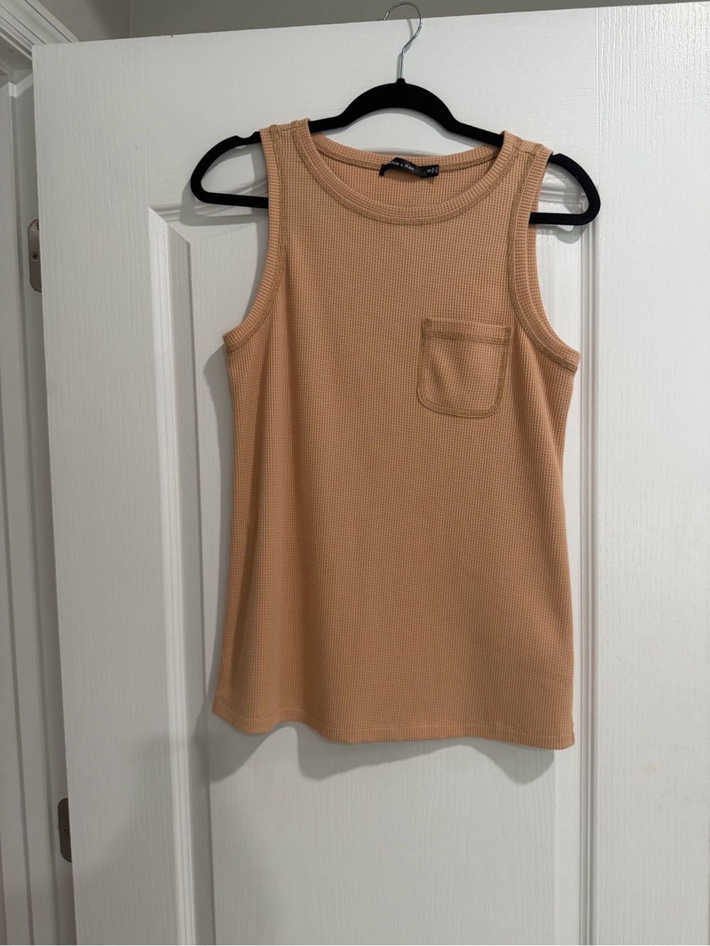 Doe & Rae Peach Waffle Knit Pocket Tank